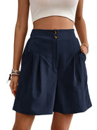 High-waisted loose 2-button shorts - ElegantAlpha®