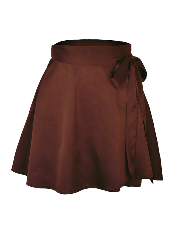 High Waist Tie Skirt Chiffon Satin Wrap Skirt - ElegantAlpha®