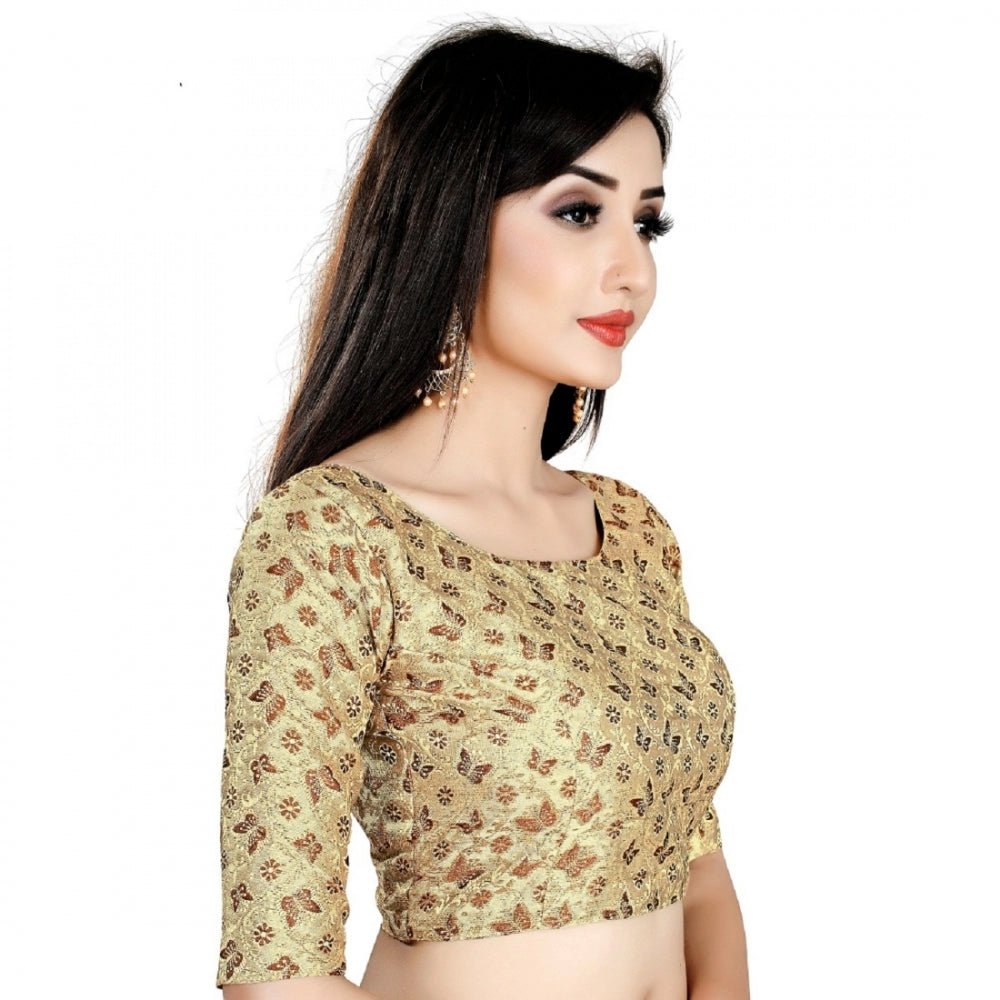 Inner - Cotton Full Stitched Padded Beige Blouse - ElegantAlpha