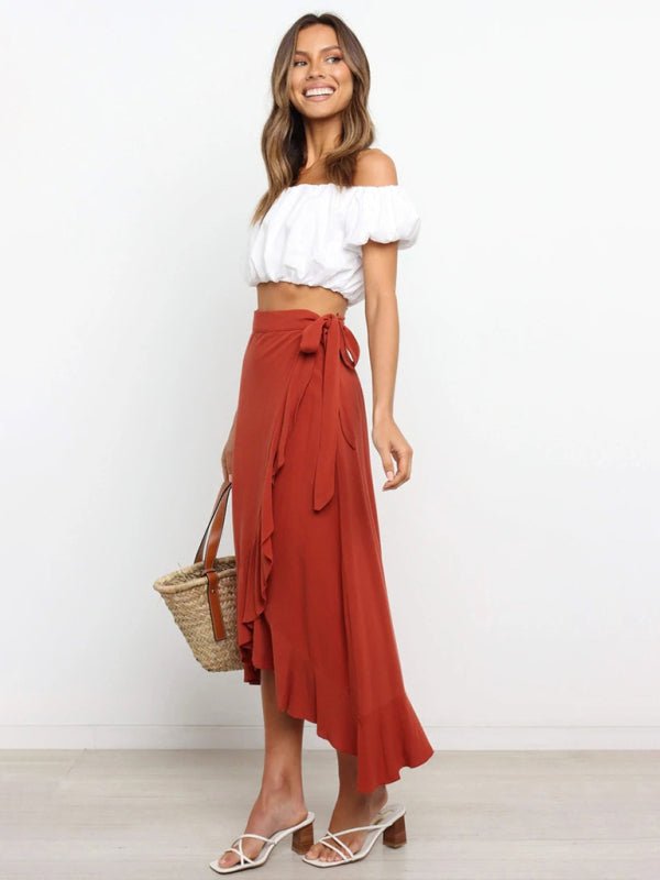 Irregular Cover Hip Solid Color Skirt - ElegantAlpha®