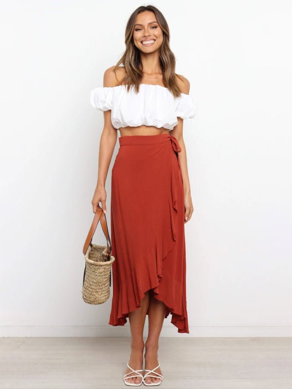 Irregular Cover Hip Solid Color Skirt - ElegantAlpha®