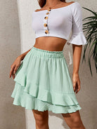 Irregular solid color ruffle skirt - ElegantAlpha®