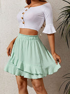 Irregular solid color ruffle skirt - ElegantAlpha®