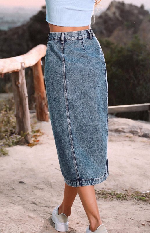 Irregular Split Denim High Waist Skirt - ElegantAlpha®