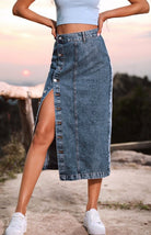 Irregular Split Denim High Waist Skirt - ElegantAlpha®