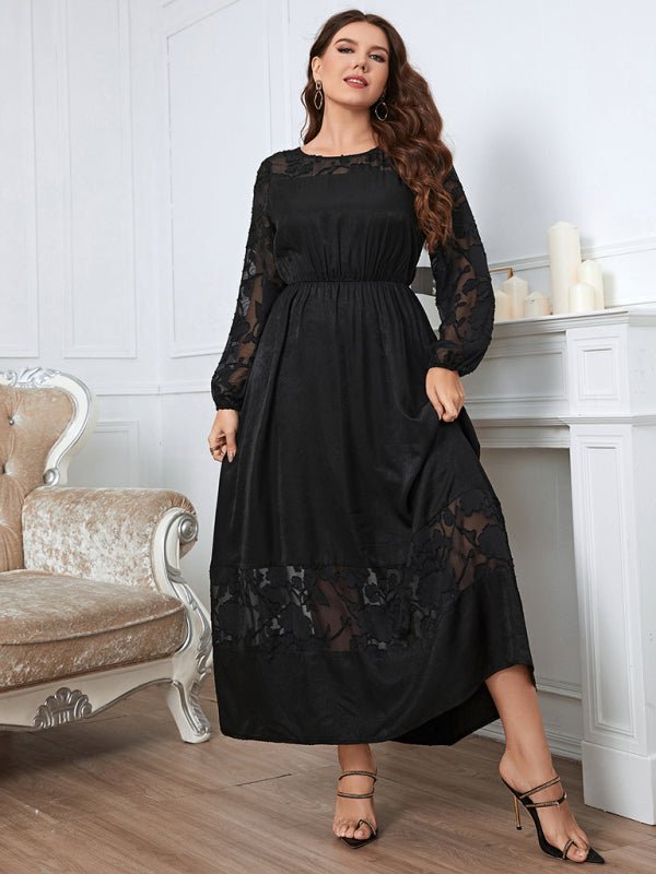 Knee length lace long sleeve dress - ElegantAlpha