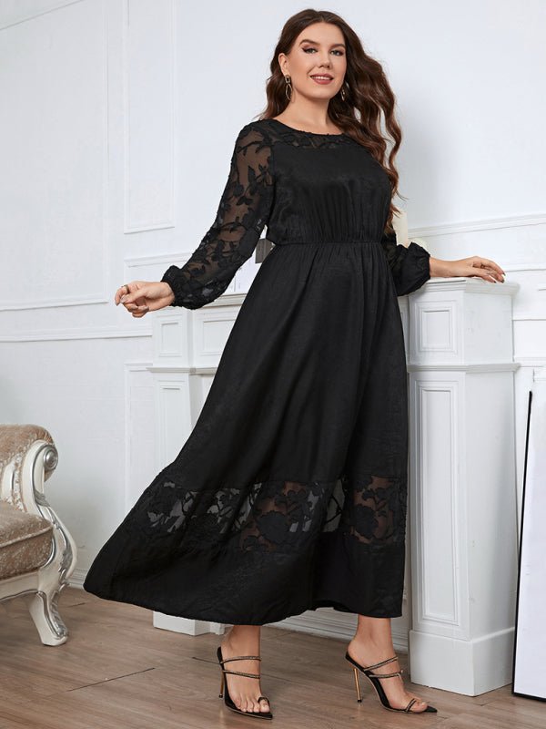 Knee length lace long sleeve dress - ElegantAlpha