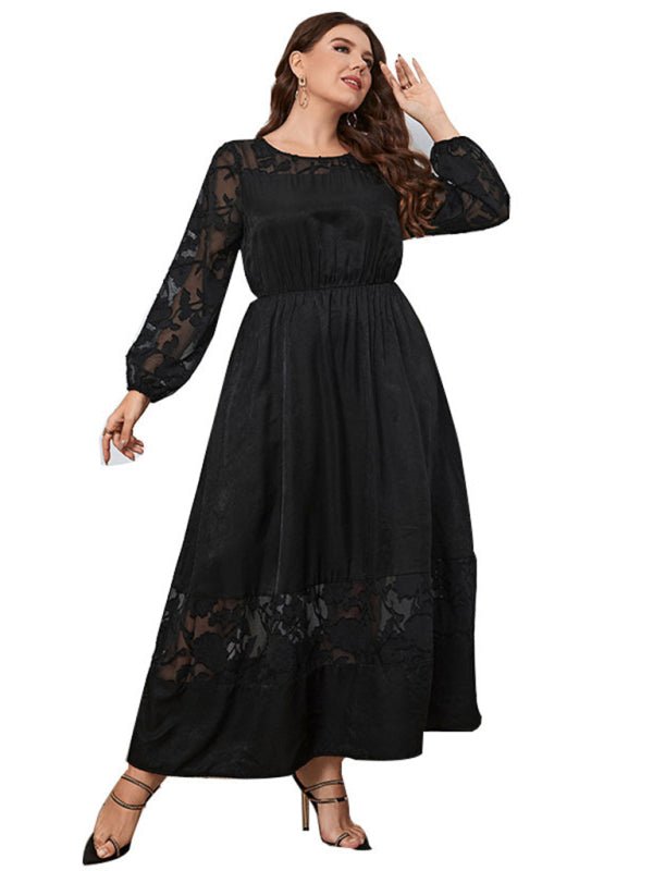 Knee length lace long sleeve dress - ElegantAlpha