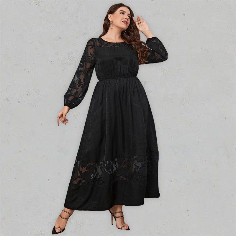 Knee length lace long sleeve dress - ElegantAlpha