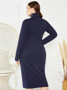 Knit Turtleneck Long Sleeve Dress - ElegantAlpha