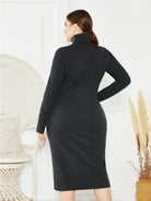 Knit Turtleneck Long Sleeve Dress - ElegantAlpha