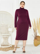 Knit Turtleneck Long Sleeve Dress - ElegantAlpha