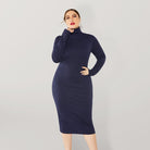 Knit Turtleneck Long Sleeve Dress - ElegantAlpha