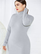 Knit Turtleneck Long Sleeve Dress - ElegantAlpha