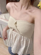 Knitted embroidered stitching tube top - ElegantAlpha