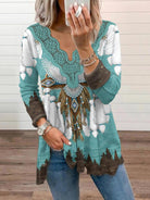 Knitted Ethnic Aztec Print Lace Top - ElegantAlpha®