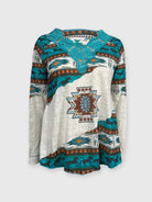 Knitted Ethnic Aztec Print Lace Top - ElegantAlpha®