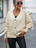 Knitted V - neck cardigan - ElegantAlpha