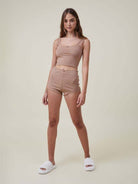 Lace print pullover midriff - baring tank top shorts set - ElegantAlpha®