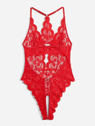 Lace see - through crotch - free one - piece set - ElegantAlpha