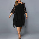 Lace Stitching Sleeve Irregular Hem Chiffon Dress - ElegantAlpha