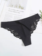 Lace Trim Knit Seamless Panties - ElegantAlpha