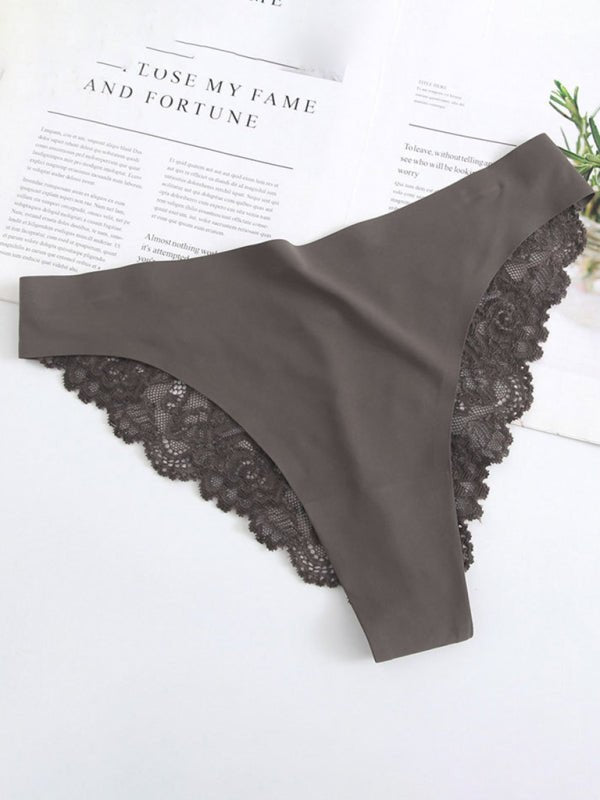 Lace Trim Knit Seamless Panties - ElegantAlpha