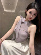 Lace - up Sleeveless Knitted Vest Suspenders - ElegantAlpha