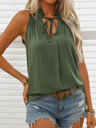 Lace - up V - neck top - ElegantAlpha