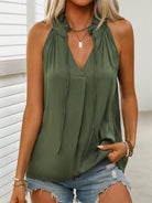 Lace - up V - neck top - ElegantAlpha