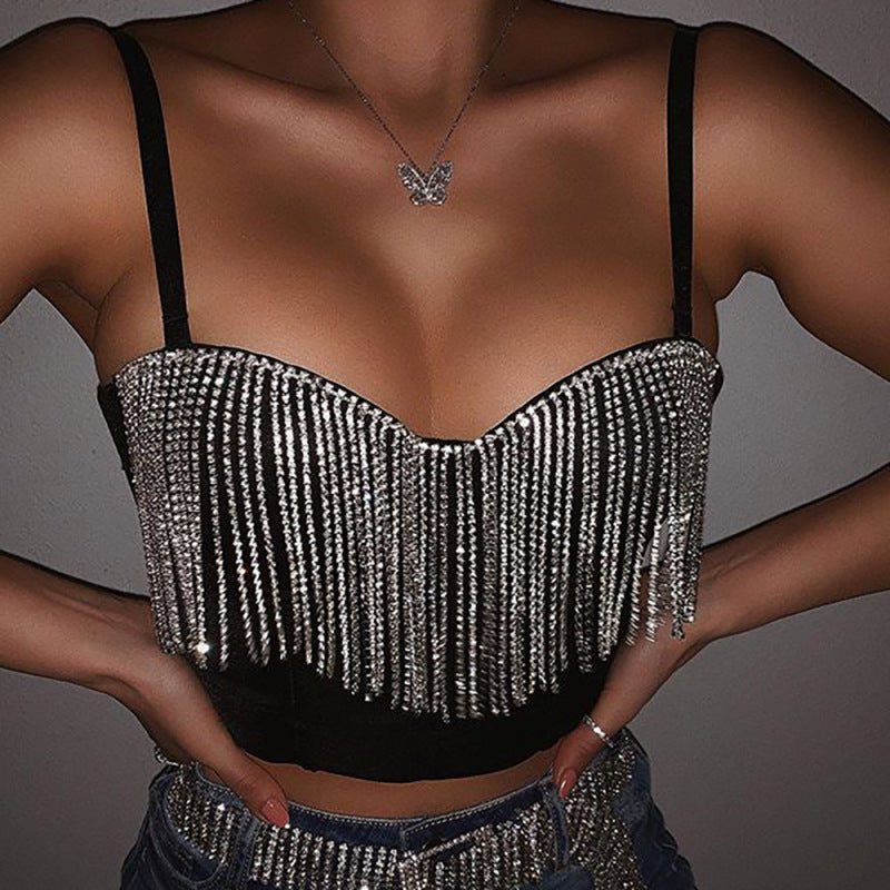 Ladies Bright Diamond Tassel Wrap Chest Tank Top - ElegantAlpha®