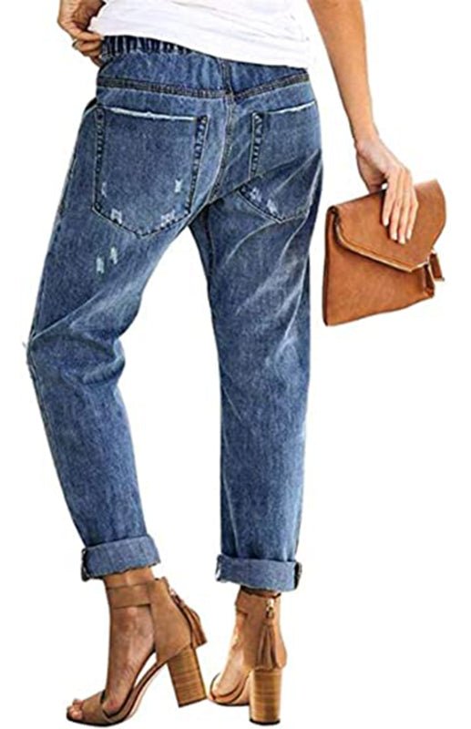 Ladies Elastic Waist Drawstring Jeans - ElegantAlpha®