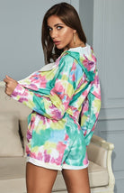 Ladies Tie-Dye Printed Hooded Shorts Suit - ElegantAlpha®