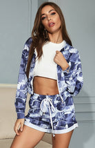 Ladies Tie-Dye Printed Hooded Shorts Suit - ElegantAlpha®