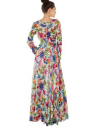 Lantern Sleeve V Necktie Leaf Print Dress - ElegantAlpha®