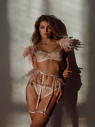 Lingerie - Lace Feather Four - piece Set - ElegantAlpha