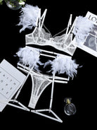 Lingerie - Lace Feather Four - piece Set - ElegantAlpha