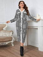 Long high - quality plaid midi dress - ElegantAlpha