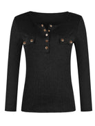 Long Sleeve Button Knit Top - ElegantAlpha®