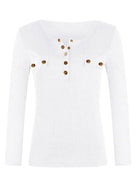 Long Sleeve Button Knit Top - ElegantAlpha®