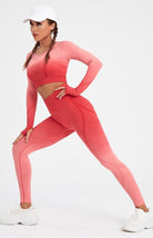 Long Sleeve Gradient Yoga Set - ElegantAlpha®