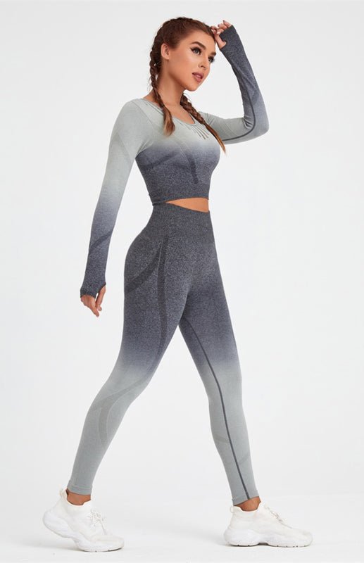 Long Sleeve Gradient Yoga Set - ElegantAlpha®