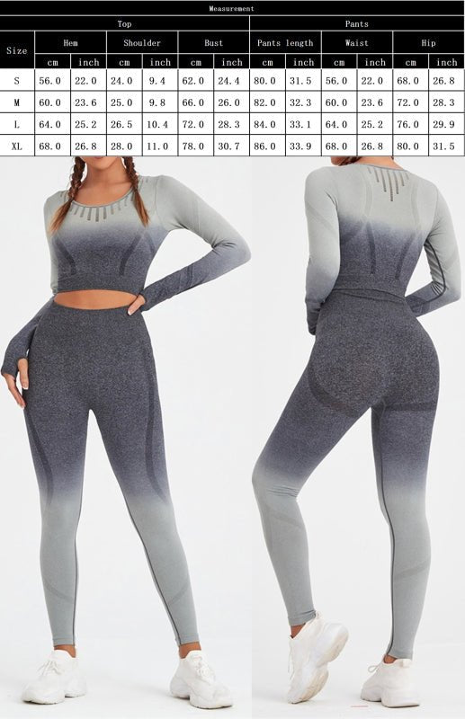 Long Sleeve Gradient Yoga Set - ElegantAlpha®