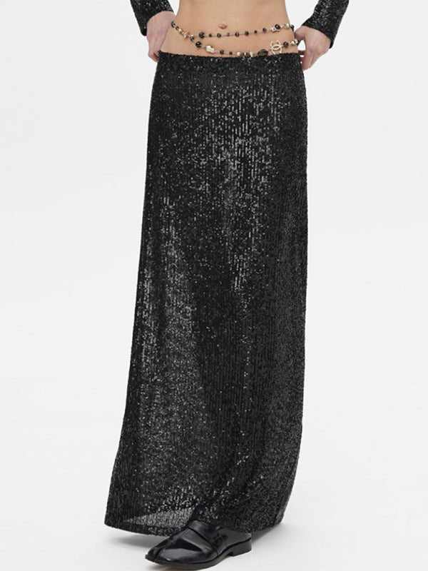 Long sleeve top long skirt sequin suit - ElegantAlpha®