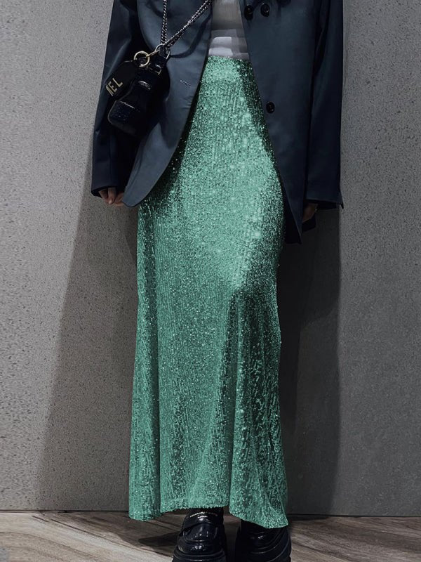 Long sleeve top long skirt sequin suit - ElegantAlpha®