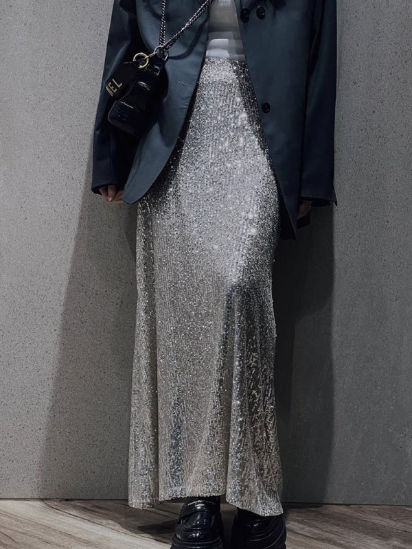 Long sleeve top long skirt sequin suit - ElegantAlpha®