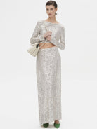 Long sleeve top long skirt sequin suit - ElegantAlpha®