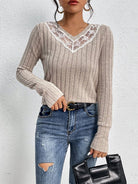 Long sleeve v - neck sweater - ElegantAlpha®