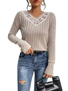 Long sleeve v - neck sweater - ElegantAlpha®