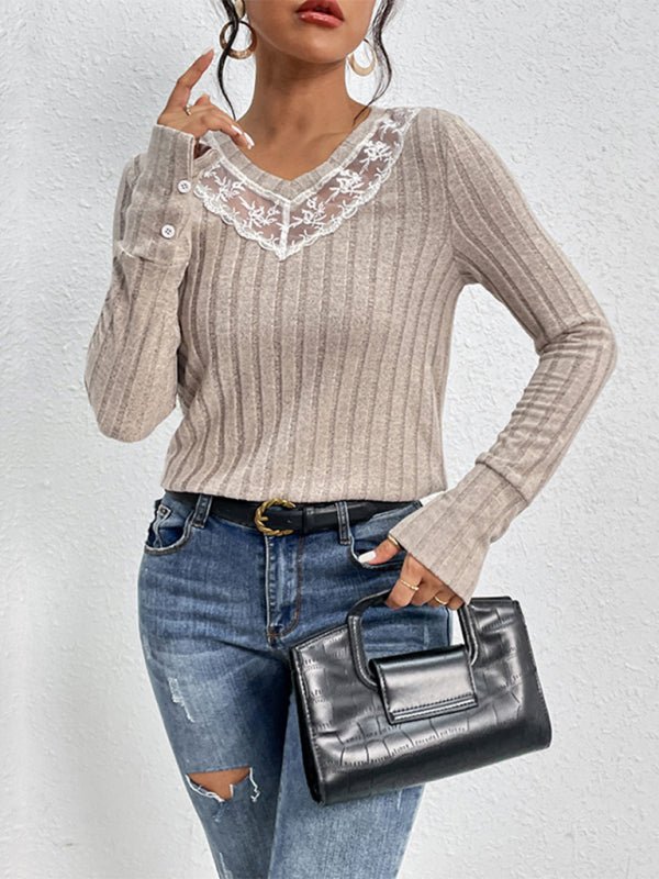 Long sleeve v - neck sweater - ElegantAlpha®